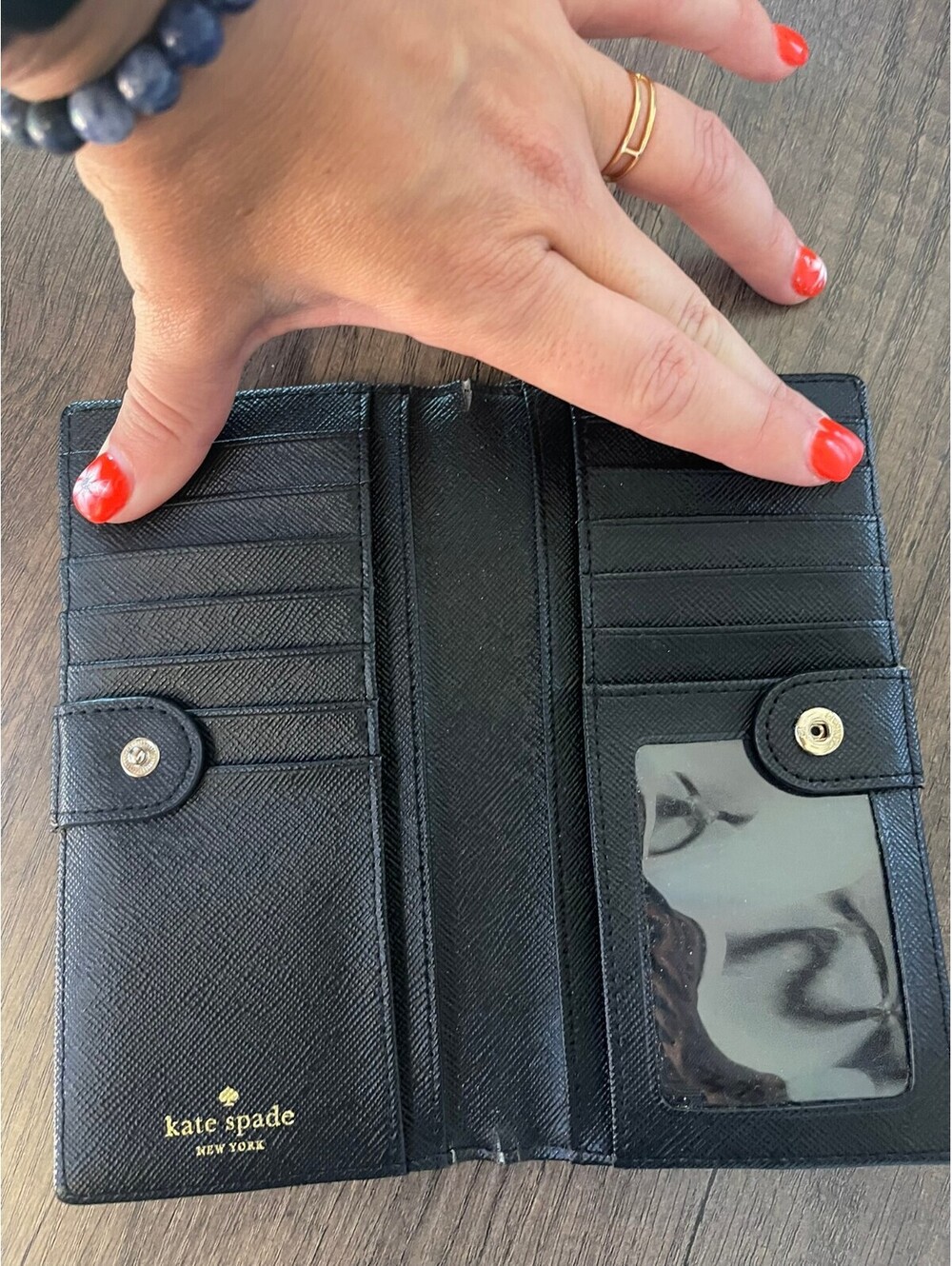 Kate Spade New York Black Swan Print Zip-Around Continental Wallet - Picture 5 of 9